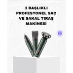 tekno Şarjlı ve Kablosuz 3 Başlıklı Profesyonel Bakım Seti – Saç, Sakal, Burun ve Kulak Dü