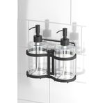Tekno-tel 2'Li Yapışkanlı Cam Şişeli Sıvı Sabunluk Standı Mat Siyah ST405