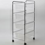 Tekno-Tel 32x43x80 cm Gri Şeffaf 4 Katlı Plastik Çekmeceli Sebzelik