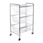 Tekno-Tel 45x71x33 cm Gri Şeffaf 3 Katlı Plastik Çekmeceli Tekerlekli Sebzelik