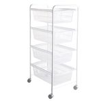 Tekno-Tel 45x91x33 cm Gri Şeffaf 4 Katlı Plastik Çekmeceli Tekerlekli Sebzelik