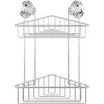 Tekno-Tel DM257 Krom Vakumlu 2 Katlı Banyo Köşe Rafı