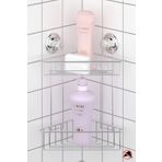 Tekno-Tel DM257 Krom Vakumlu 2 Katlı Banyo Köşe Rafı