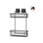 Tekno Tel Ef-256 Yapışkanlı 2 Katlı Düz Banyo Rafı Siyah