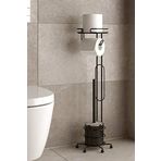 Tekno-Tel MG096 Mat Siyah Ayaklı Tuvalet Fırçası ve Kağıtlığı