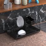 Tekno-tel Tek Katlı Tabaklık Bulaşıklık Mat Siyah KB008 - 22 x 34 x 50 cm