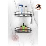 Tekno-Tel Tekno Tel St-207 Yapışkanlı Kancalı 2 Adet Köşelik Banyo Rafı Siyah