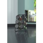 Tekno-tel TEKNOTEL METAL 6'LI TUZLUK BAHARATLIK STANDI 6 ADET CAM BAHARATLIK MAT SİYAH MG028