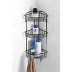Tekno-tel Teknotel Üç Katlı Kancalı Şampuanlık Banyo Köşe Rafı Siyah ES093