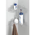 Tekno-tel Teknotel Yapışkanlı Kancalı 2 Adet Banyo Köşe Rafı Şampuanlık Krom ST276