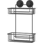 Tekno-tel Vakumlu 2 Katlı Banyo Rafı Şampuanlık Banyo Düzenleyici Mat Siyah DM256
