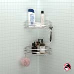 Tekno-tel Yapışkanlı Kancalı 2 Adet Banyo Köşe Rafı Silver ST207H - Gümüş