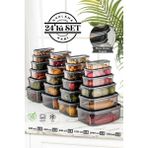 Tekno Trust 1 24'lü Sweet Box Saklama Kabı Seti - Dikdörtgen Erzak Kabı Kavanoz 4X(300-500-850-1350-2000-3150 M