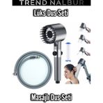 Tekno Trust 3 Fonksiyonlu Start Stop Tuşlu Filtreli Basınçlı Masaj Etkili Duş Başlığı ve Hortum Set
