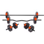 Tekno Trust 30 kg (150 Cm) Düz Bar Z Bar Dambıl-Dumbell-Ağırlık-Halter–full Set Kırmızı Kapaklı - 0,5 kg - Beyaz