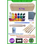 Tekno Trust 8'li Seramik Hamuru Başlangıç Seti 8,7 Kg, 5 Li Ahşap Ebeşuar (Modelaj Seti), Doğal Kil Çamuru 9+ Y - Beyaz