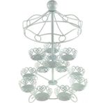 Tekno Trust Beyaz Muffin Cupcake Kurabiye Mini Pasta Kek Servis Sunum Standı Metal Atlı Karınca Sunumluk 2 Katl - #