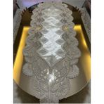 Tekno Trust Damla 5 Parça Lüks Runner Salon Oda Sehpa Masa Örtü Takımı Fransız Güpürlü Çeyizlik Set Kapiçino - 10 x 10 cm