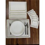 Tekno Trust Gold Nakışlı 12 Parça Set Amerikan Servis ve Kokteyl Sunum Peçetesi - 10 x 10 cm