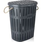 Tekno Trust Gri Plastik Bambu Halatlı Kirli Çamaşır Sepeti 60 Lt Antrasit 50-99 L 50 x 70 Plastik