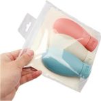 Tekno Trust Iskandinav Tarz 3'lü Doldurulabilir Çantalı Seyahat Tipi Krem Vb Şişe Seti Organizer 60 ml