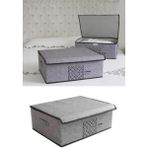 Tekno Trust Keçe Kapaklı Baza Hurcu, Çok Amaçlı Düzenleyici Organizer Kapaklı Kutu 50X40X19 cm - Ahşap Rengi