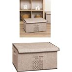 Tekno Trust Keçe Kapaklı Maxi Hurç Kutu, Çok Amaçlı Düzenleyici Kutu Organizer Sandık Maxi Boy 47X37X24 cm - Ahşap Rengi