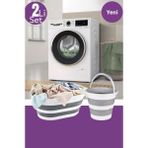 Tekno Trust Plastik Katlanır Çamaşır Sepeti - Katlanır Kova 45 x 45 20 L Beyaz