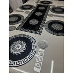 Tekno Trust Runner/ Suppla/amerikan Servis/sofra Sunum Seti/19 Parça Deri Işlemeli Kadife/6 Kişilik/siyah-Gümüş - 10 x 10 cm