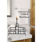 Tekno Trust Siyah 2 Bölmeli Çok Amaçlı Ahşap Kulplu Metal Stand Düzenleyici Organizer- Sıvı Sabunluk- Yağdanlık - 0