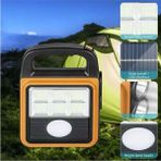 Tekno Trust Solar V-8020 Ultra Güçlü Solar Güneş Panelli Şarjlı Masa Kamp Lambası El Feneri Powerbank+Usb Çıkış - Bej