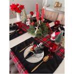 Tekno Trust Yeniyıl Kırmızı Ekoseli Siyah Runner 1 Adet Noel Christmas Ranır Sofra Winter Newyear Kareli - 10 x 10 cm