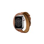 Teknoband Hermes Deri Kordon Double Tour Apple Watch 44/45/46/49 Mm Uyumlu (LOGOLU)