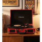 TeknoBeyza Mikado Retro Çanta Tasarım Bluetooth Destekli Pikap - 33/45/78 Rpm Hız Seçeneği, Dahili Hoparlörlü Şık Plak Çalar - Kırmızı