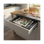 Teknocan Çekmece Içi Sürgülü Çatal Kaşık ve Bıçaklık Organizeri - Genişleyebilir Modüler Mutfak Düzenleyici (Açık 55 Cm, Kapalı 34 Cm) - Açık Gri ve Renk - Kestane Akaju - Option-1