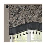 Teknocan Ipek Şal Desenli, Rustik Cepli Perde Gizlilik Astarlı Oturma Odası, Mutfak, Yatak Odası ve Yurt Odası Için, 127 cm x 45 Cm, Siyah Boncuk Süsleme - Option-1 - 1BW-Beyaz