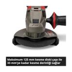 Teknocan Marketing Akülü Avuç Taşlama Te-Ag 18/125-2 Li (1 x 4.0 Ah) Power X- (18 V, 125 mm Ø Disk, 33 mm Kesme Derinliği, Yumuşak Başlatma Özelliği, 4.0 Ah Akü Dahil) - Ahşap