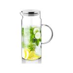 Teknocan Marketing Fabess Cam Sürahi Borasilikat Dayanıklı Metal Kapaklı Isıtılabilir Vakum Kapaklı Cam Karaf Sürahi 1300 ml - Option-1 - 51R-Turuncu
