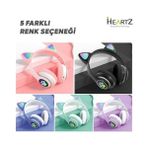 Teknocan Marketing H10 Cat Kedili LED Işıklı Kafaüstü Bluetooth Kulaklık (Toz Pembe) - -- - Option-1