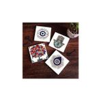 Teknocan Marketing Nazar, Nar Ağacı, Fatma Ana Eli Taş Bardak Altlığı Seti - 4 Parça - Dekoratif, Rustik Mutfak Aksesuarı, 10X10 Cm, Kaydırmaz Tabanlı, Şık ve Dayanıklı SC409 - Kestane Akaju - Option-1