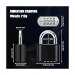 Teknocan Marketing Şifreli Kilit, 4 Haneli Su Geçirmez Kilit, 3.3 cm Kilit Dili, Ağır Hizmet Şifreli Kilit, Spor Dolabı, Okul Dolabı, Bahçe Kapısı, Depolama Için - Antrasit - Option-1