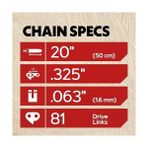 Teknocan Oregon 3'lü Paket V81 Powercut Elektrikli Testere Zinciri, 20 Inç Çubuk Için, 81 Tahrik Bağlantısı, 0,325" Pitch, 63" Ölçer (22LPX081G), Gri - 001-Renkli