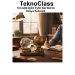 TeknoClass Nostaljik Masa Üstü Süsü Işıklı Eyfel Ve Big Ben Kar Küresi Dünya Kalemlik