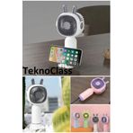 TeknoClass Telefon Tutuculu Standlı El Fanı Vantilatör Taşınabilir Şarjlı Mini Fan El Masa üstü Soğutucu Fan