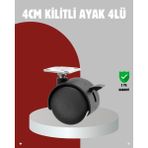 Teknodayım Mobilya Için Kilitli 4 cm Tekerlek Ayak Seti