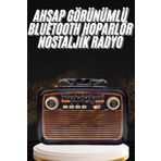 teknodayım Nostaljik Görünümlü Ahşap Radyo TF SD USB Girişli Led Fener Işıklı
