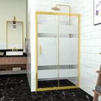 Teknoduş Gold Capello 6mm Kumlama Cam 1 Sabit 1 Sürgü İki Duvar Arası Duşakabin Altın