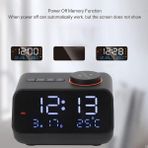 Teknofaji Fm Radyo LED Dijital Çalar Saat, Elektronik Saat, Sıcaklık- Nem- Takvim Göstergeli Saat - Siyah