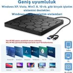 Teknofaji Harici DVD Rw Yazıcı ve Okuyucu USB 3.0,tip C 2 VCD CD Optik Sürücü External DVD Drive - Siyah