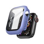 Teknoft Apple Watch 44mm Akıllı Saat Modelleri İle Uyumlu Temperli Cam Ekran Koruyuculu 360° Tam Koruma Sağlayan Sert Ön Çerçeve Kılıfı (Lila)